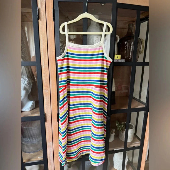 BUNDLE 2 Hanna Andersson Girls Striped Cami Fit & Flare Dress rainbow ribbed - Picture 5 of 7
